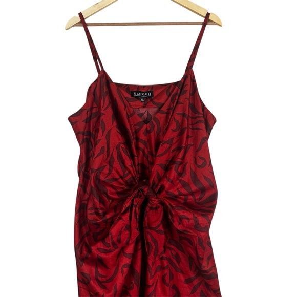 NWT Eloquii Tie Front Animal Print Midi Dress - Picture 3 of 7